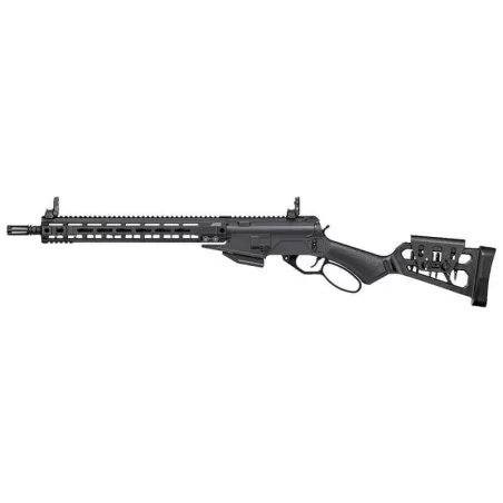 Réplica gas G&G LevAR 15" Negra, estilo Winchester táctico para airsoft.