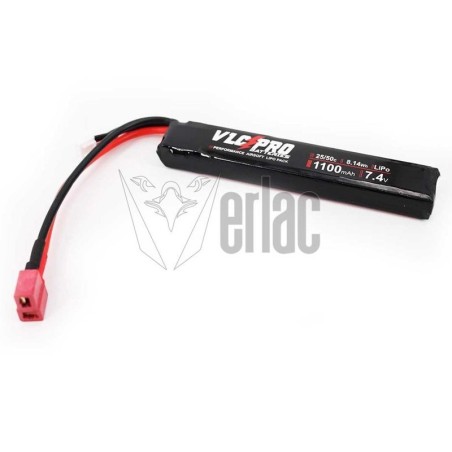 Batería LiPo VLC Pro 7.4V 1100mAh 25-50C, formato stick con conector T-Dean.