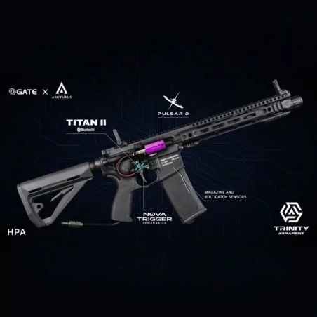 RÉPLICA HPA M4 GATE TRINITY 8" NEGRA (BY ARCTURUS) ▷ ALTO RENDIMIENTO · VSGun
