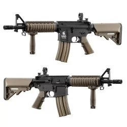 Réplica airsoft LT-02 G2 M4 CQBR Lancer Tactical negra/tan con guardamanos raíles picatinny