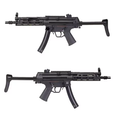 MP5 Secutor Virtus III AEG con conector T-Dean mejorado, guardamanos M-LOK y culata retráctil