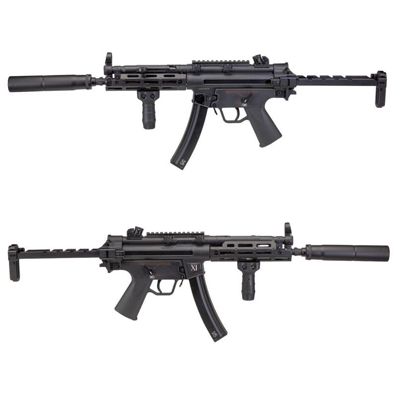 MP5 Secutor Virtus XI AEG con silenciador desmontable, guardamanos M-LOK y conector T-Dean mejorado