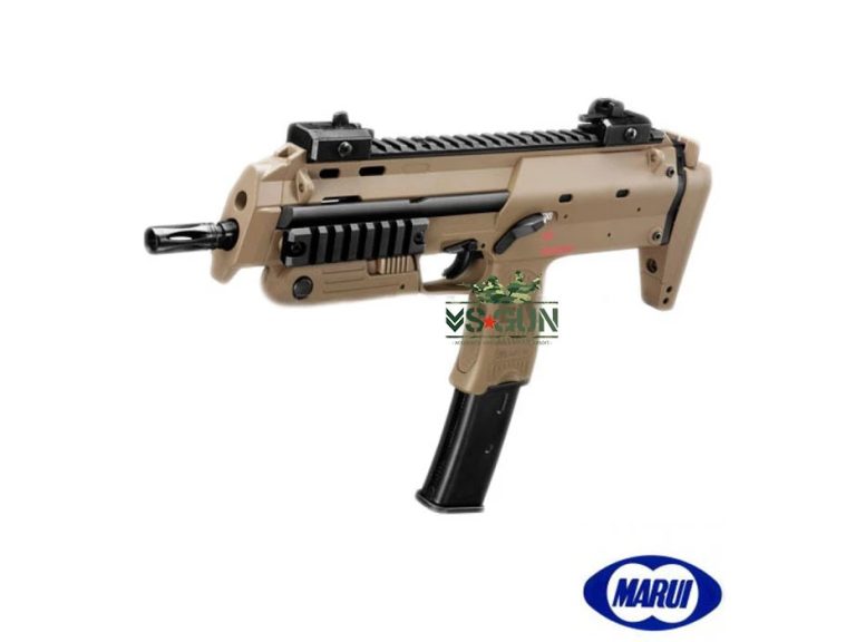MP7 GBB Tokyo Marui Tan: réplica airsoft gas blowback realista.