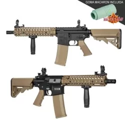 Replica Specna Arms MK18 RRA SA-E19 EDGE Carbine tan/negra para airsoft.