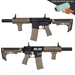 Réplica SA-E11 Light OPS Specna Arms EDGE en negro/tan, ágil y táctica para airsoft.