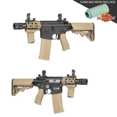 Réplica airsoft SA-E10 EDGE tan/negra Specna Arms táctica y precisa.