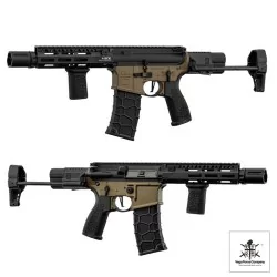 Réplica AEG M4 VFC Avalon Negra/Tan Gate Aster Maple Leaf: airsoft compacto.