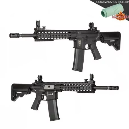 Réplica Specna Arms SA-F02 FLEX negra con MOSFET X-ASR, alta precisión para airsoft.