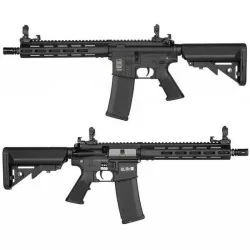 Réplica Specna Arms SA-F03 FLEX negra, de alto rendimiento para airsoft.