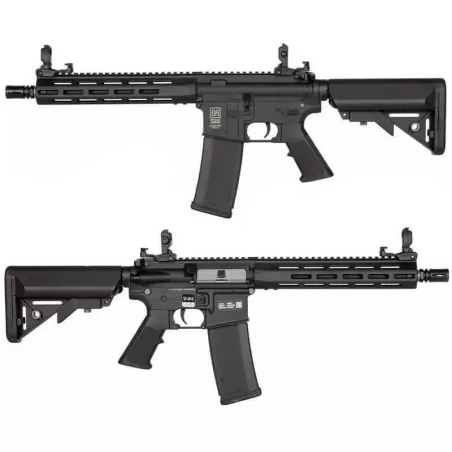 Réplica Specna Arms SA-F03 FLEX negra, de alto rendimiento para airsoft.