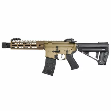 Réplica AEG M4 VFC Avalon Saber CQB Negro/Tan Gate Aster Maple Leaf: airsoft compacto.