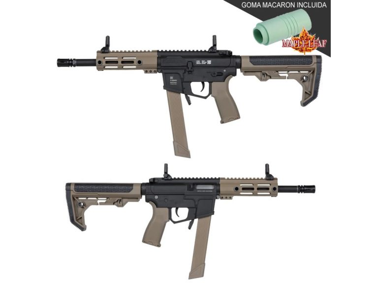 Réplica Specna Arms SA-FX01 FLEX noir/tan con MOSFET X-ASR, rendimiento óptimo para airsoft.