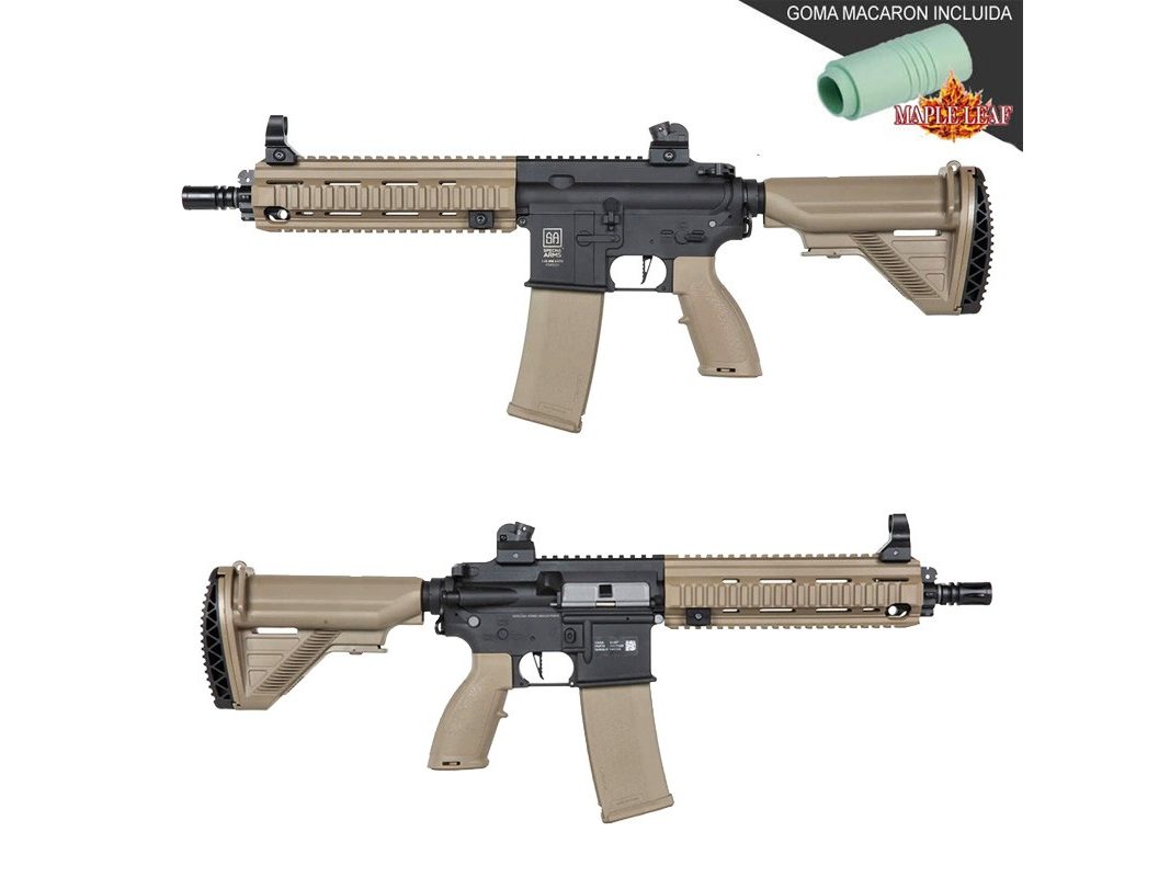 REPLICA 416 SPECNA ARMS SA-FH06 TAN FLEX ETU LIGHT OPS GATILLO ELECTRÓNICO+ GOMA MAPLE LEAF
