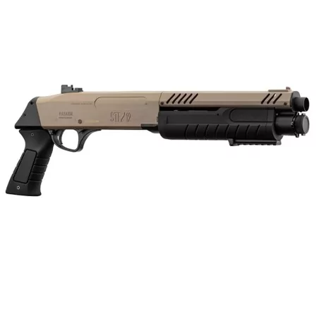 Escopeta Fabarm STF/12 Corta Muelle 3 BBS Tan: réplica airsoft compacta.