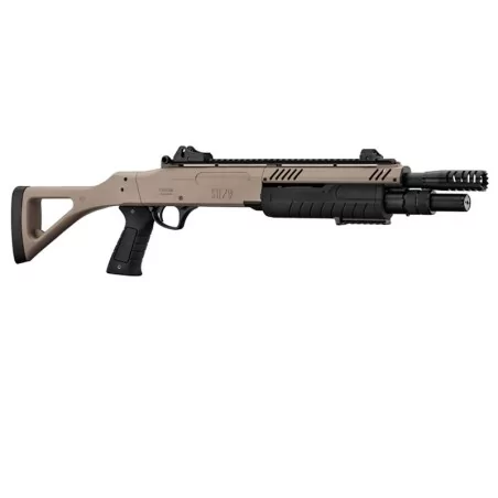Escopeta Fabarm STF/12-11 Compact Muelle 3 BBS Tan: réplica airsoft compacta.