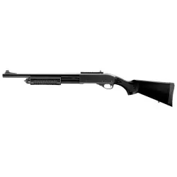 Escopeta Gas M870 Tokyo Marui Negra de metal con culata fija de polímero.