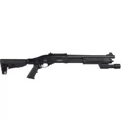 Escopeta Velites Ferrum S-VI Black Secutor táctica con linterna estroboscópica.