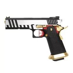 Pistola Hi-capa Armorer Works HX2001 Plata GBB para AIPSC con miras de fibra