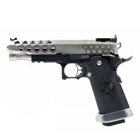 Pistola Hi-capa Armorer Works HX2501 Plata Gbb para AIPSC con corrediza peculiar