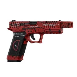 Pistola GBB Vx7102 Deadpool AW con diseño temático del personaje.