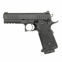 Army Armament R603 Hi-capa 4.3 GBB con stippling y magwell para recarga.