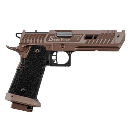 Pistola Jhon Wick Tti Jw4 Sand Viper GBB con licencia Taran Tactical y soporte RMR.