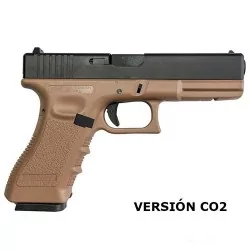 Pistola KP 17 CO2 KJ Works Tan réplica de airsoft con alto rendimiento