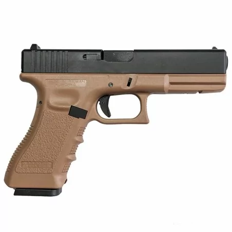 Pistola KP 17 Gas KJ Works Tan réplica airsoft alta calidad