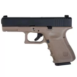 Pistola G23 MK4 GBB Tan Saigo Defense compacta y táctica