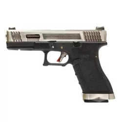 Pistola G17 WE G-Force 17 Plata/Negra, réplica airsoft elegante y precisa
