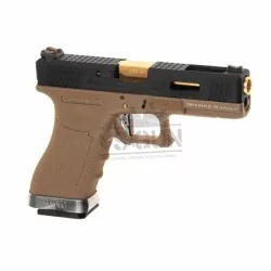 Pistola G17 WE G-Force 17 Tan/Gold, réplica airsoft elegante y precisa