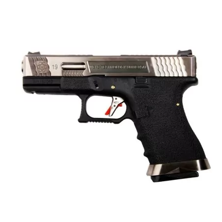 Réplica GLOCK 19 T7 Custom GEN4 a gas color negro para airsoft