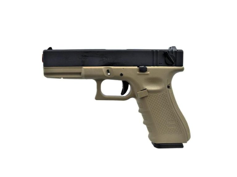 Réplica Glock 18 WE Gen4 Gas Tan y Negra para airsoft, automática y potente