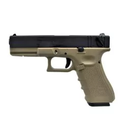 Réplica Glock 18 WE Gen4 Gas Tan y Negra para airsoft, automática y potente