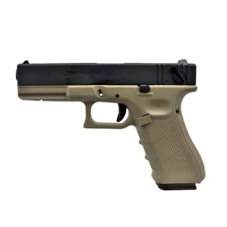 Réplica Glock 18 WE Gen4 Gas Tan y Negra para airsoft, automática y potente