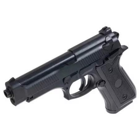 Pistola 92 SAIGO de muelle negra para airsoft, ideal para principiantes
