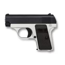 Pistola G.1 Mini metálica de muelle negra-plata, ideal para airsoft