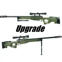 L96 Well Saigo Verde OD mejorado con mira y bípode para airsoft