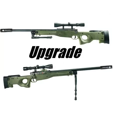 L96 Well Saigo Verde OD mejorado con mira y bípode para airsoft