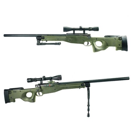 L96 Well Saigo Verde OD upgradeado 515-540 FPS con mira y bípode para airsoft