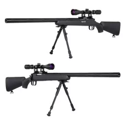 Sniper VSR Specna Arms SA-S12 negro con visor y bípode