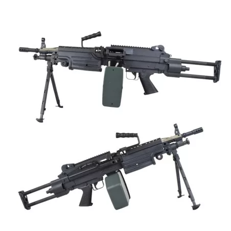 Apoyo A&K M249-PARAP polímero negro de airsoft