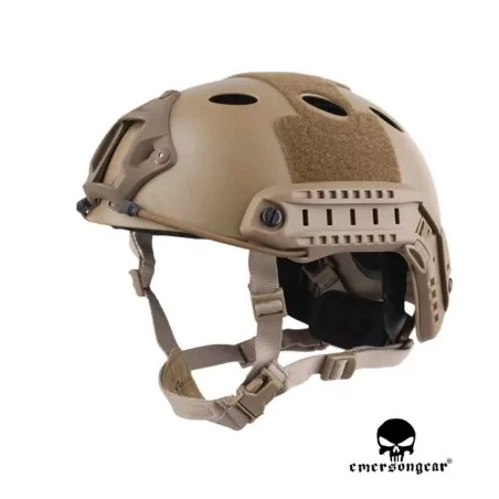 Casco Emerson PJ Gama Alta Tan con sistema de ventilación y rieles laterales