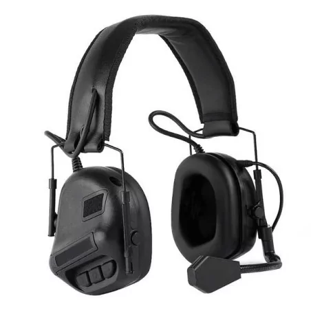Auriculares tácticos Combat Zone negros con protección activa y diseño ergonómico