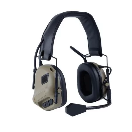 Auriculares tácticos Combat Zone verde tan con ajuste ergonómico y protección