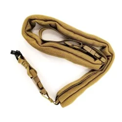 Correa táctica QD 1 punto TAN Conquer para réplicas de Airsoft en color arena.
