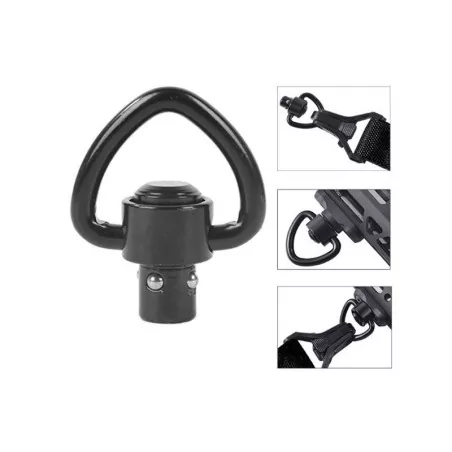 Enganche QD Sling Swivel ZW-2 Negro para correas de Airsoft, liberación rápida.