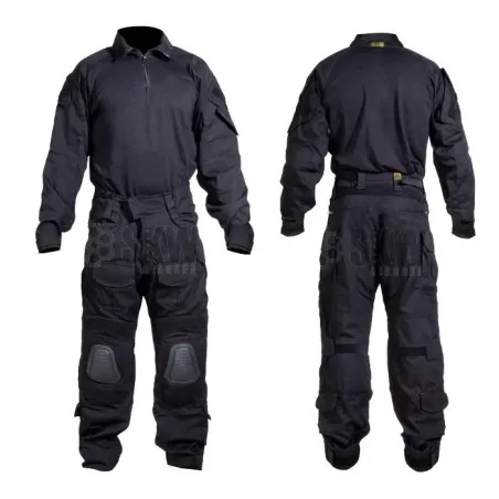 DELTA TACTICS UNIFORME DE COMBATE NEGRO VISTA FRONTAL Y TRASERA