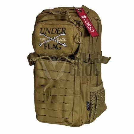 Mochila Corso MOLLE 14L Coyote con mosquetón y sistema MOLLE