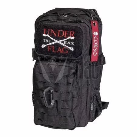 Mochila Corso MOLLE 14L Negra con mosquetón y sistema MOLLE